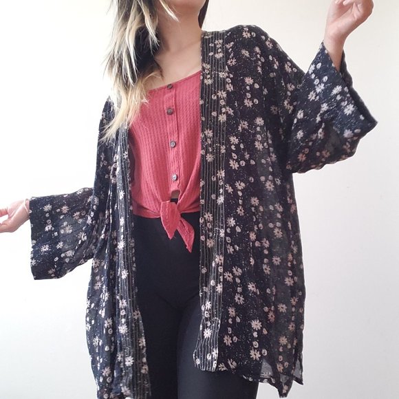Anthropologie Erfurt Daisy Navy Kimono OS - Picture 8 of 8